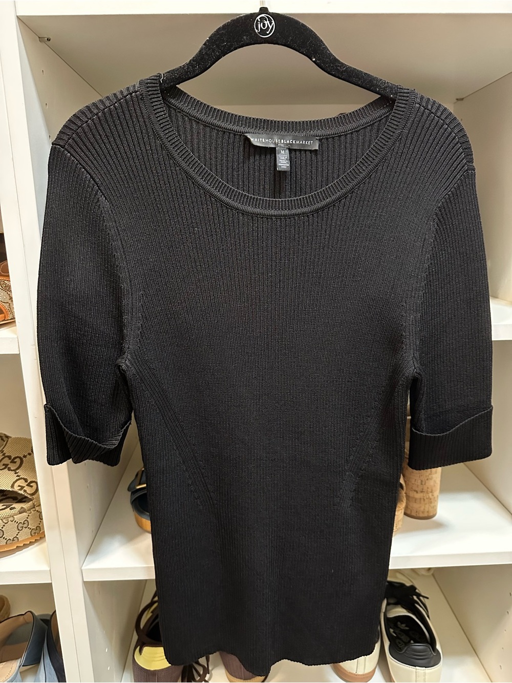 NWOT WHBM nylon/rayon scoop neck short-sleeved sweater size M